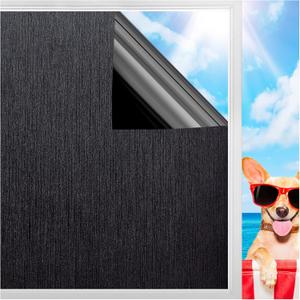 Coavas Blackout Window Film: 100% Black Out Thermal Window Tint for Glass, Sun Blocking Privacy - No Glue, 23.6 x 78.7 Inch