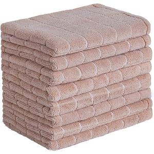 Microfiber Dish Towels - Soft, Super Absorbent and Lint Free Kitchen Towels - 8 Pack (Lattice Designed Camel Colors) - 26 x 18 Inch (Camel)