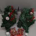 FORUP Set of 2 30 Inch Pre-Lit Pathway Christmas Trees Urn Filler, Outdoor Christmas Tree Decorations for Porch, Driveway, Yard, Garden, with 60 LED Lights, Red Berries, Pine Cones, Red Ball Ornaments