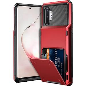 Vofolen Case for Galaxy Note 10+ 10 Plus Case Wallet 4Slot Pocket ID Card Holder Scratch Resistant Dual Layer Protective Bumper Rubber Armor Hard Shell Cover for Samsung Galaxy Note 10 Plus Red