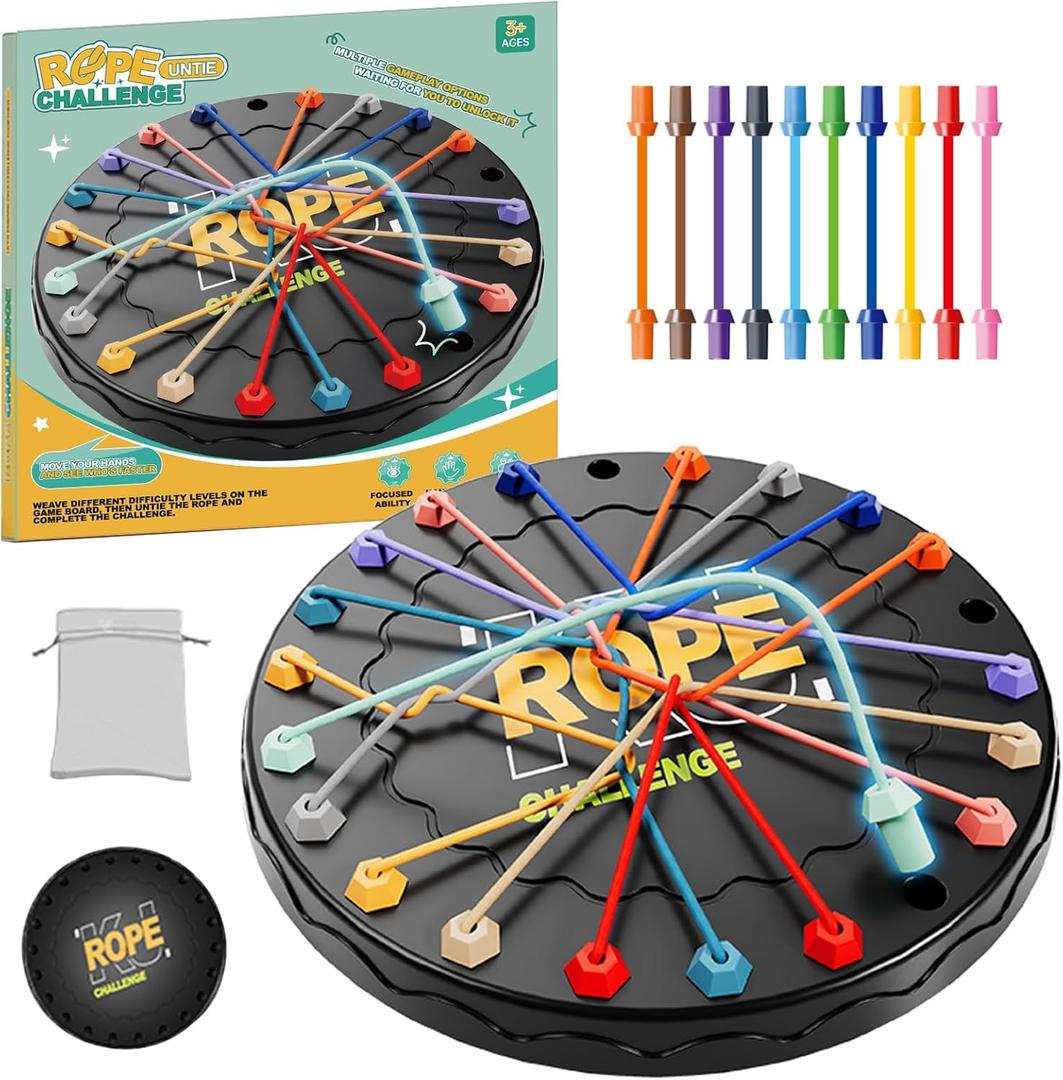 lartoys Rope Untangling Puzzle Game, Educational Strategy Board Game for Kids & Adults, Family Travel Party Games with Multi-Level Challenges, Gifts for All Ages (Large(8.8 in))