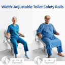 ZEAGUS Width Adjustable Toilet Safety Rails - 500lb Heavy Duty Toilet Safety Frame, Grab Bars, 60 Adjustable & Space-Saving Toilet Assist Arms for Seniors, Disabled, Elderly, Mobility-Impaired