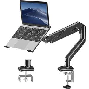Laptop Stand Desk Mount, 2 in 1 Function, Gas Spring Arm Fits Max 17" Notebook and 32" Computer Screen, Single Monitor Mount with Laptop Tray, Holds up to 17.6lbs