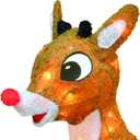 PRODUCTWORKS 18-Inch Pre-Lit LED 3D Rudolph with Bright Red Flashing Nose Christmas Yard Decoration, 35 Lights, Brown, (46438)