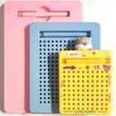 LUSTERMOON 3 Pcs Multi - Size Magnetic Drawing Board with Magnet Stylus Pen and Beads, Toddler Doodle & Sketch Toys for Girls & Boys, Travel & Car Ride Activities (Coloured A)