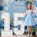 4FT 15 Marquee Numbers, 15 Light up Numbers for Party, Numero 15 Decoracion para Quinceaera, 15th Birthday Decorations, Big 15 Sign with Light for Anniversary, Birthday Backdrop Decor