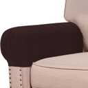Turquoize Stretch Armrest Covers for Chairs and Sofas Couch Arm Covers for Sofa Spandex Jacquard Armrest Cover Anti-Slip Furniture Protector Washable Armchair Slipcovers for Recliner Set of 4, Brown