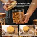 1PC Small Glass Storage Jars with Airtight Lids, 18 fl oz (550ml) Cute Clear Glass Storage container with bamboo Lid, Glass Pantry Canister for Beans, Rice, Sugar, Cookie Coffee and etc