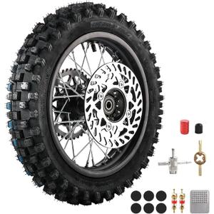 12mm Bearing Rear Wheel Tire 80/100-12 1.85-12 Rim and Inner Tube Chain Sprockets 190mm Brake Disc Rotor For Dirt Pit Bike Apollo SSR 125cc CRF 50cc 70 110cc 140cc (80/100-12 12mm)