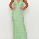 Elegant Lace Floral V Neck Backless Bodycon Dresses for Women Sexy Cut Out Low Back Sleeveless Maxi Dress Wedding Guest (L)