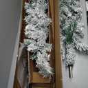 7.5 ft Flocked Pencil Christmas Tree with Lights Artificial Slim Tall Skinny Christmas Tree Snow Flocked Pine for Home Office Holiday Xmas Decoration