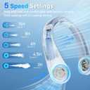 5000mAh Portable Neck Fan, [16H Long Lasting] Bladeless Personal Fan, 5 Speeds Wearable Fan for Neck, Ultra Quiet Rechargeable Cooling Fan for Travel, Outdoor, Hot Flashes, Golf, Office