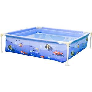 DIMAR GARDEN 4ft x 13in Kiddie Swimming Pool, Square Above Ground Frame Kids Pool for Outdoor Backyard, Blue
