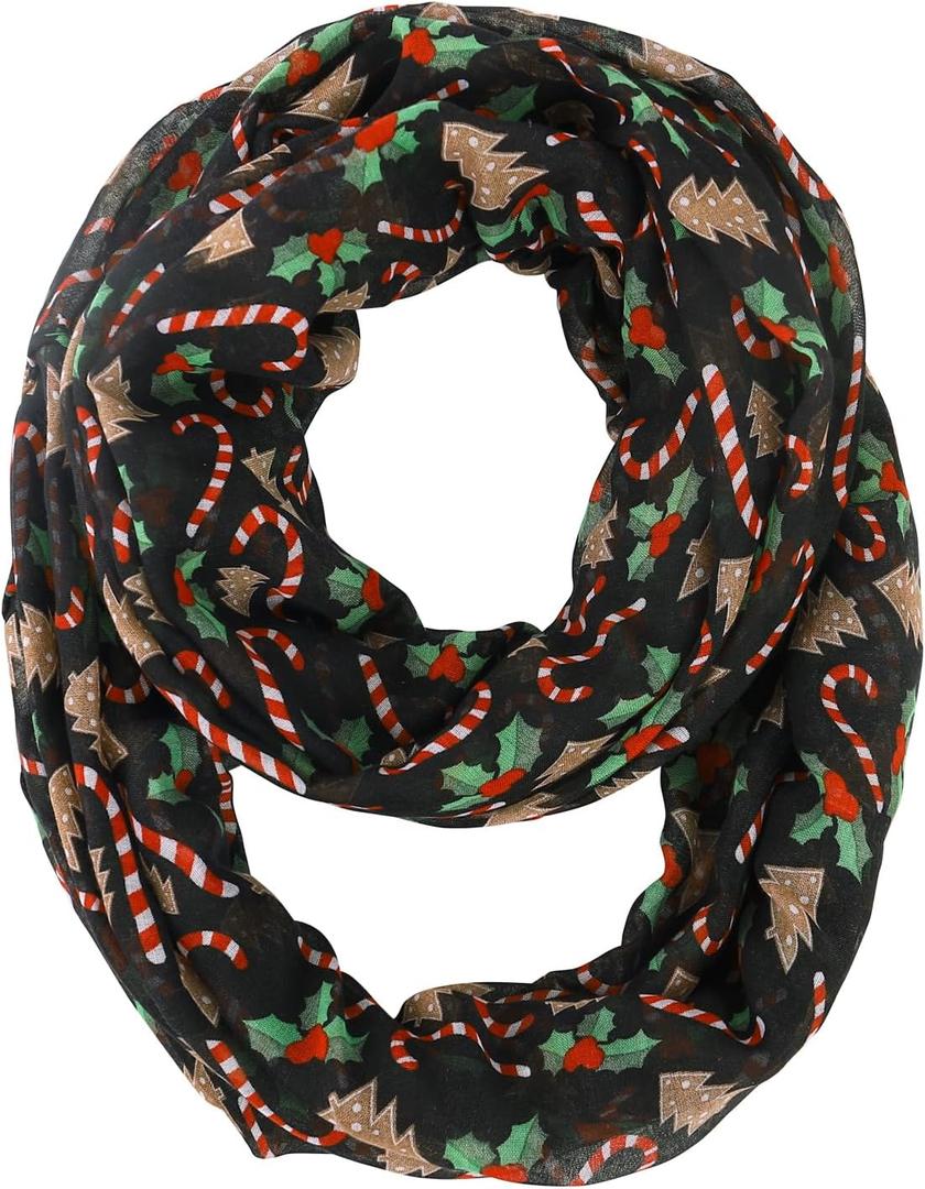 GERINLY Light Circle Scarves, Print Infinity Loop Scarf Head Wrap for Women