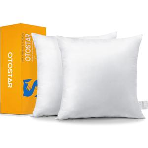 OTOSTAR Pack of 2 Throw Pillow Inserts, 20 x 20 Square Cushion Inner Soft Fluffy Plump Stuffer Cushion Pads White Decorative Pillow Inserts