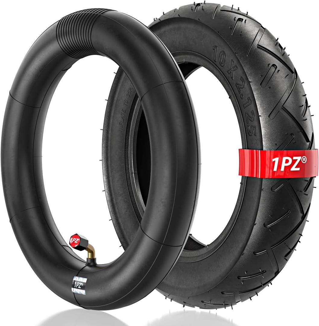 1PZ ITX-RFS Heavy Duty 10x2.125/10 x 2 Tire and Inner Tube with Bent Valve Stem for Smart Electric Balance Scooter Bike, Stroller, Bicycle, Tricycle 10" inch Unicycle