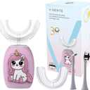 V-WHITE Kids Auto Brush Ultrasonic U-Shaped Toothbrush 360 Teeth Cleaning, Hands-Free Electric Autobrush for Kids Gum Protection, Waterproof IPX7, Wireless Charging (Pink)