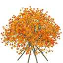Baby's Breath Artificial Flowers Bulk 10 Pack (30pcs) Faux Baby Breath Plastic Flower Fake Gypsophila Flower Arrangement for Crafts Fake Flowers Bouquet for Wedding Centerpieces Orange Baby Breath