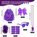 Ramede 21 Pcs Purple Spirit Wear Girls Team Spirit Day Accessories Field Camp Day Color War Accessories Pep Rally Supplies Camp Game Color Team Items Bulk Tutu Noisemaker Stickers for Sport