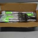 Niubya Pooper Scooper for Dogs, Metal Poop Scooper Tray and Rake Set with Adjustable Long Handle, Dog Pooper Scooper for Pet Waste Removal (Silver & Green)