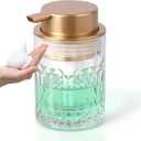 Soap Dispenser with Foam Pump Hand Lotion Dispenser Glass Antislip Shampoo Bathroom Kitchen 10oz (Foam-001-gold)
