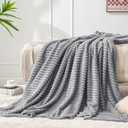 BEDELITE Fleece Throw Blanket for Couch – 3D Ribbed Jacquard Soft and Warm Decorative Fuzzy Blanket – Cozy, Fluffy, Plush Lightweight Grey Throw Blankets for Bed, Sofa, 50x60 inches