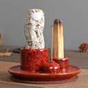 Comeon Ceramic Incense Stick Holder,Home Yoga 3 in 1 Incense Burner Sage Holder for Burning (Red)
