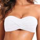 Tempt Me Women Twist Bandeau Bikini Top Strapless Swimsuit Top Only (Small, White)