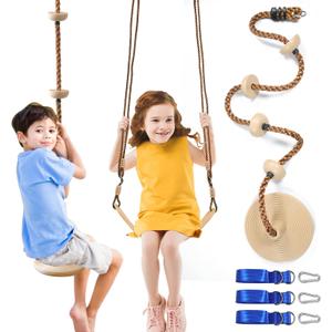 Tree Swing Climbing Rope Pack of 2 Multicolor with Platforms Red Disc Swings Seat - Outdoor Playground Set Accessories Tree House Flying Saucer Outside Toys - Bonus Carabiner and 4 Feet Strap (Khaki) Tree Swing Climbing Rope Pack of 2 Multicolor with Platforms Red Disc Swings Seat - Outdoor Playground Set Accessories Tree House Flying Saucer Outside Toys - Bonus Carabiner and 4 Feet Strap (Khaki)