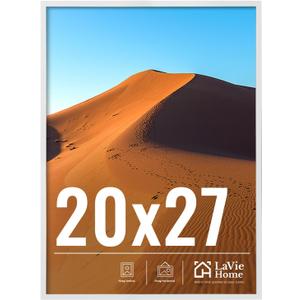 LaVie Home 20x27 Picture Frame for Wall Display, 20x27 White Picture Frame with HD Plexiglas, 20 x 27 Poster Frame 1 Pack, Display Frame for Vertical or Horizontal, Classic Collection