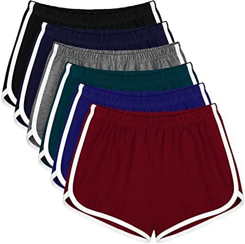 Apoway 5 Packs Dance Shorts Women Cotton Waistband Summer Sports Yoga Shorts for Women.L