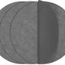Round Placemats Dual Sided, Faux Leather Place Mats Non-Slip Heat Stain Resistant Outdoor Table Mats Indoor Placemats for Kitchen Dining (Dark Gray, Set of 4)