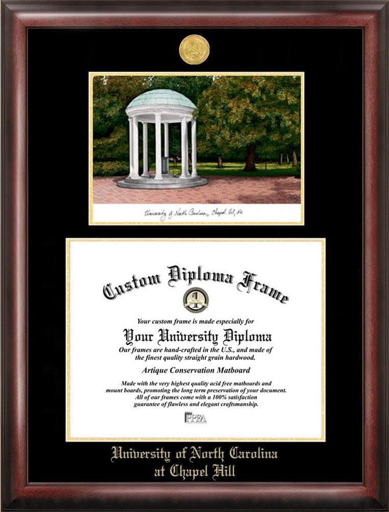 Campus Images NC997LGED University of North Carolina, Chapel Hill Embossed Diploma Frame with Lithograph Print, 11.5" x 14", Gold