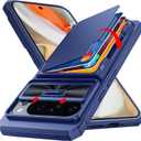 CENMASO for Google Pixel 9 Pro XL Case with Card Holder (4 Cards) Sliding Camera Cover & KickstandRFID Blocking Military Drop Protection & TPU Edge Wallet Case for Pixel 9 Pro XL-Blue (Pixel 9 Pro XL, Blue)