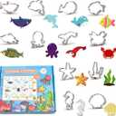 12 Pcs Ocean Creatures Cookie Cutters, Dolphin, Crab, Clownfish, Octopus, Seahorse, Starfish, Jellyfish, Seashell, Shark, Seaweed Stainless Steel Cookie Cutters for Baking (Sea Animals)