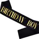 Birthday Boy Sash, Gold Foil Black Birthday Sash for Boy's 10th 13th 16th 18th 21st Fun Birthday Party Gifts Favors Decorations