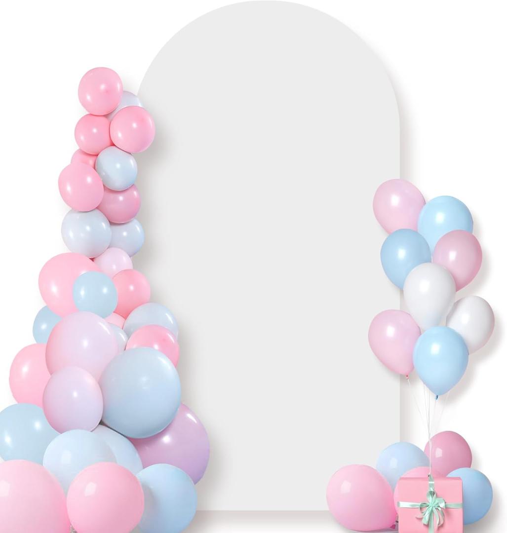 6.6FT Wedding Arch Backdrop Cover, White Spandex Fitted Cover Arch Backdrop Stand for Wedding Birthday Party Baby Shower Banquet Ceremony Decoration