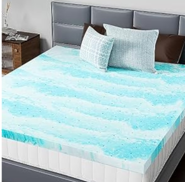 DUMOS Mattress Toppers Memory Foam Full, 2 Inch Thick Bed Topper Pad Cooling Gel Infused Soft Comfy Padding Breathable for Sleeper Sofa Couch RV Camper, CertiPUR-US Certified, Blue