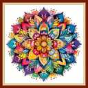 Dooxvey Cross Stitch Kits for Adults Stamped Full Range of Embroidery Starter Kits for Beginners 11CT Printed Cross Stitch Patterns Needlepoint Kits Stamped Crossstitching-Magic Mandala 18x18 inch (ColorKit37)