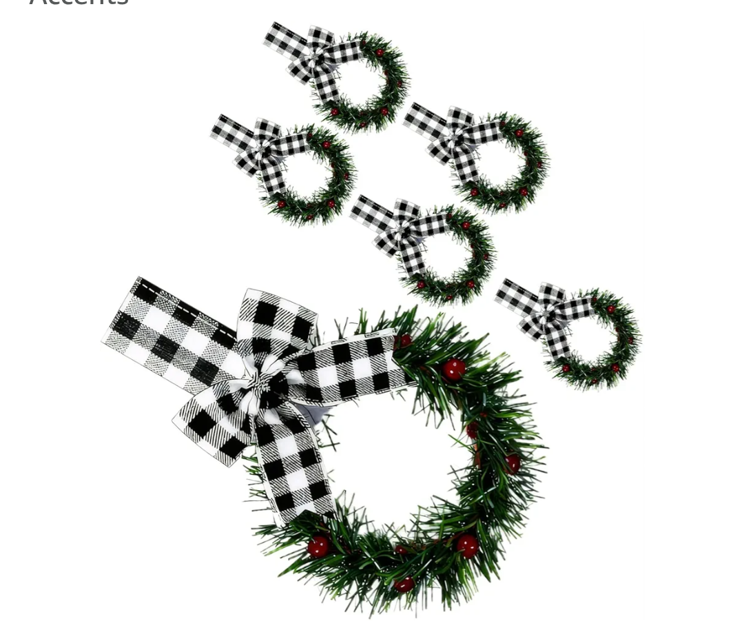 Christmas Wreath with Ribbon Bow for Front Door - Festive Holiday Decoration with Red and Green Pine Accents