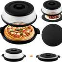 Microwave Splatter Cover 2 in 1 Collapsible Microwave Food Cover with Tray & Handles,Microwave Plate Covers With Steam Vent Fits Bowls,Plates & Pots,Food,Meal Prep(26 * 26 * 7cm,COLOR:Black)