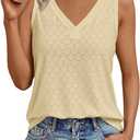 AUTOMET Tank Top for Women Eyelet Embroidery Summer Sleeveless V Neck Loose Fit Flowy Casual Tops 2025 Trendy Beach Vacation Fashion Shirts Basic Boho Cute Outfits Yellow, XL
