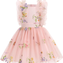 Kids Girls Confetti Birthday Princess Dress Ruffle Sleeve Boho Cake Smash Photo Shoot Outfit 3-10T 140