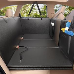 Back Seat Extender for Dogs Upgraded Anti-Scratch PU Leather, Hard Bottom Dog Car Seat Cover for Back Seat, Backseat Extender for Dogs, Waterproof Dog Hammock for Car, SUV, Small Truck, Black