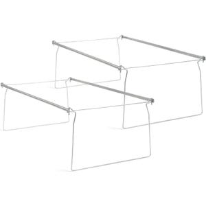 Smead Steel Hanging File Folder Frames, 2 Count, Gray, Adjustable Depth 23" to 27", Legal Size (64873)