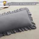 KKJIAF Grey Lumbar Pillow Covers 14x36 Inch Set of 1, Microfiber Ruffled Pillow Shams, Ruffle Sham Pillow Covers Lumbar Pillow Case for Couch Bed Livingroom