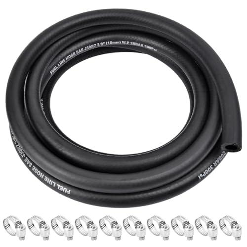 5/8 Inch ID Fuel Line Hose - 10FT Marine Grade Fuel Line with 10PCS Hose Clamps,300PSI High-Pressure Fuel Line for Automotive Fuel Systems Engines (5/8" ID-10Ft)