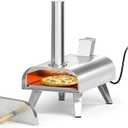 BIG HORN OUTDOORS 12" Dual Fuel Pizza Oven  Electric & Wood Pellet, Indoor & Outdoor High-Temp Pizza Maker (1000F) with Pizza Stone for Wood-Fired Flavor