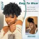 Afro Kinky Headband Wig with Bangs for Women Black Head Wrap 2 in 1 for Women Curly Full Scarf Wigs Synthetic Short Afro Kinky Afro High Puff Wig (Heibu-Black)