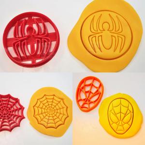 T3D Cookie Cutters Superheroes 3pcs Set Cookie Cutters, SpiderWeb Superhero Spider Insignia, Suitable for Cakes Biscuit and Fondant Cookie Mold for Homemade Treats
